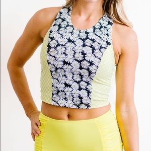 Swim Top Medium Daisy NWT Lime Ricki Colorblock Retro UV 50 Built In Bra
